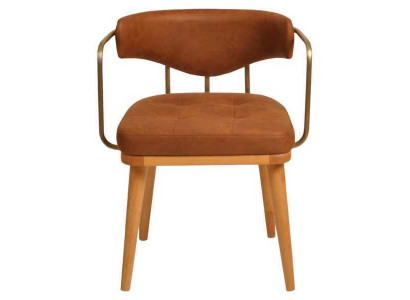 Salle à manger de luxe Chaise moderne en bois orange Chaise inclinable design à siège unique